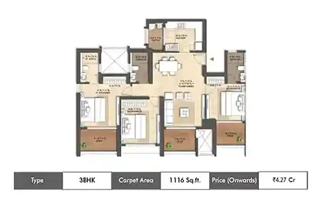 3 BHK 1116 Sq.ft